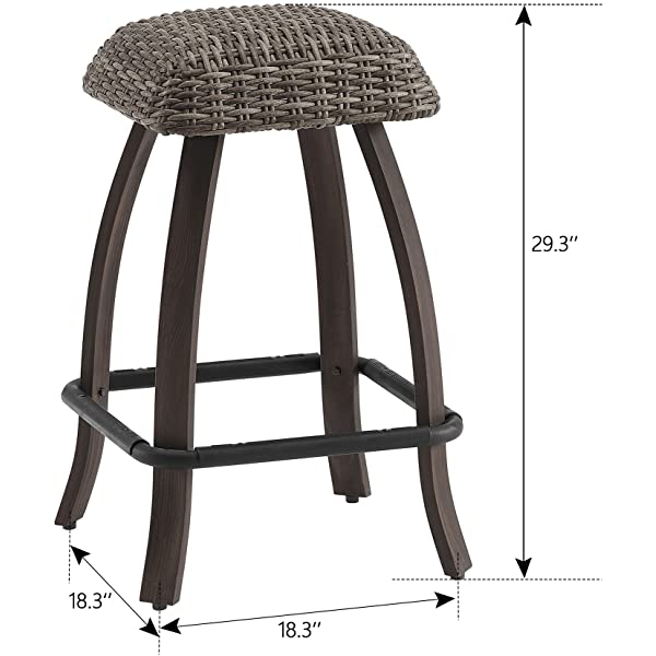 Ulax Furniture Patio Bar Set 5 Piece Outdoor High Bar Stool Bistro Set with Storage Bar Table and Four Wicker Stools