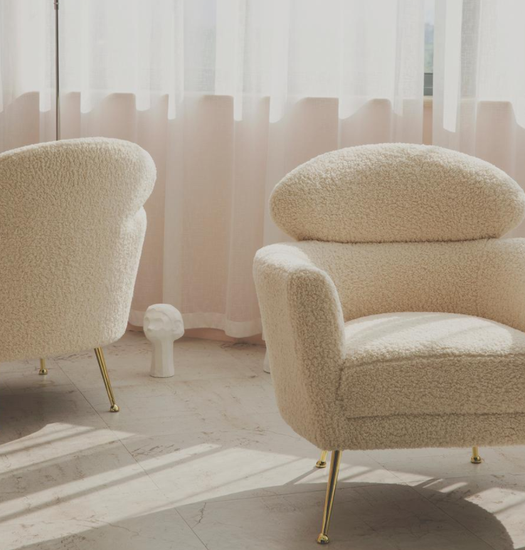 Nordic designer light luxury lamb wool soft cute sofa living room bedroom balcony lazy princess chair