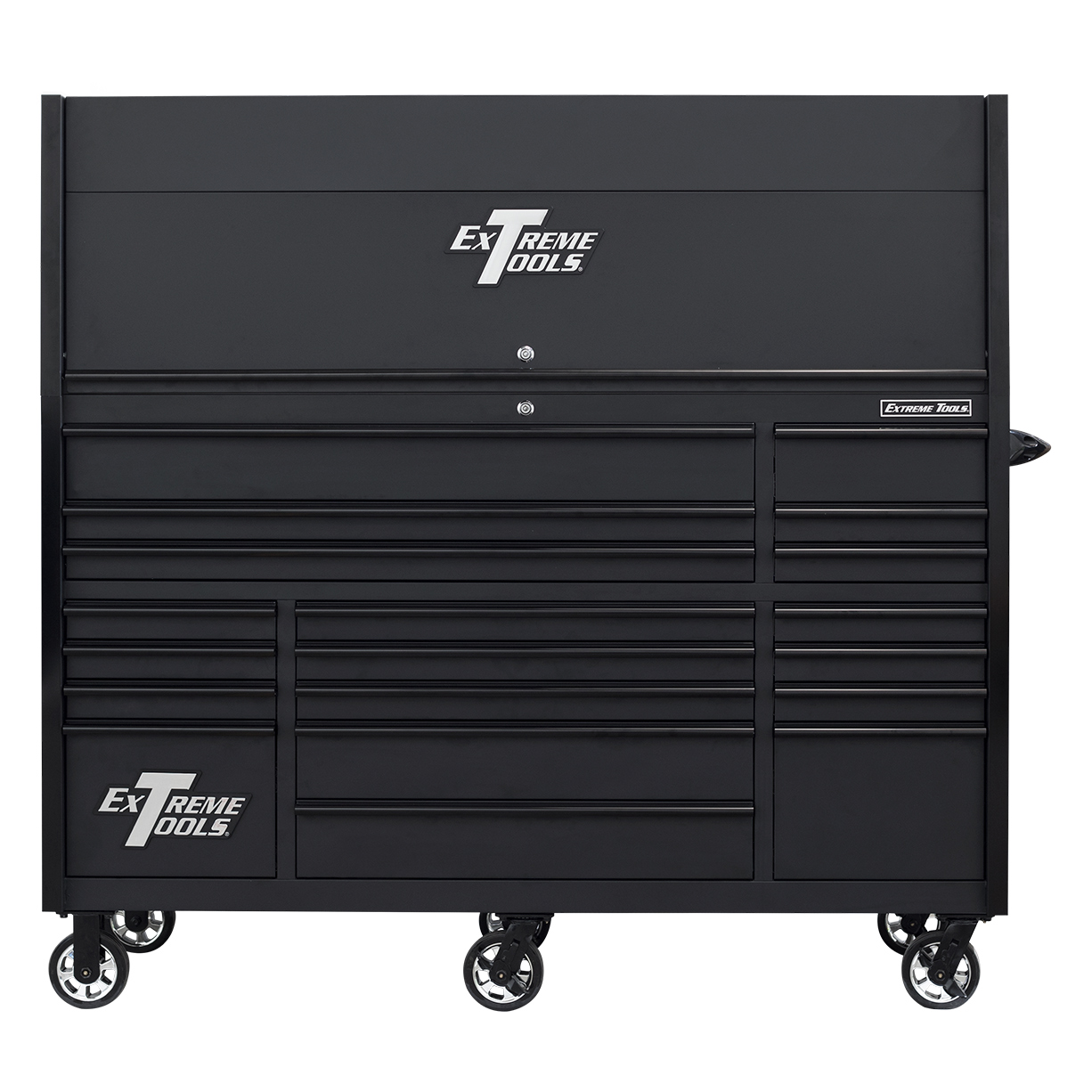 used toolboxExtreme Tools 72in. x 30in. 19 Drawers Triple Bank Roller Cabinet and Power Workstation Hutch Combo