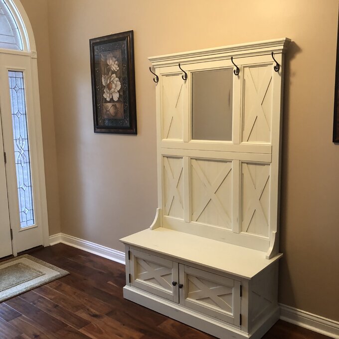 【Furniture】Lana 45'' Wide Mahogany Solid Wood Hall Tree with Bench