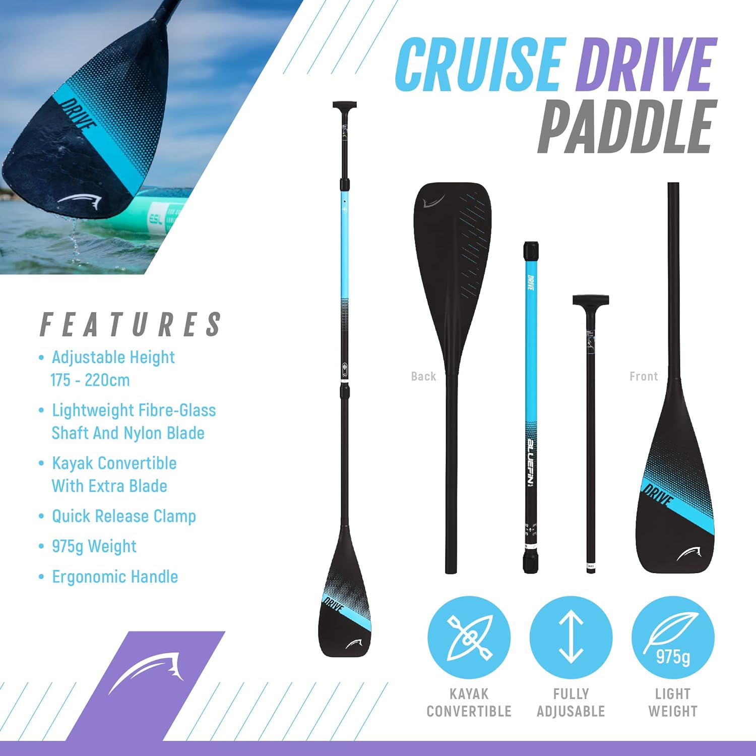 Bluefin Cruise SUP Inflatable Stand Up Paddle Board | Premium Paddleboard Accessories | Multiple sizes: Kids, 9'8, 10'4, 10’8, 12’, 15'