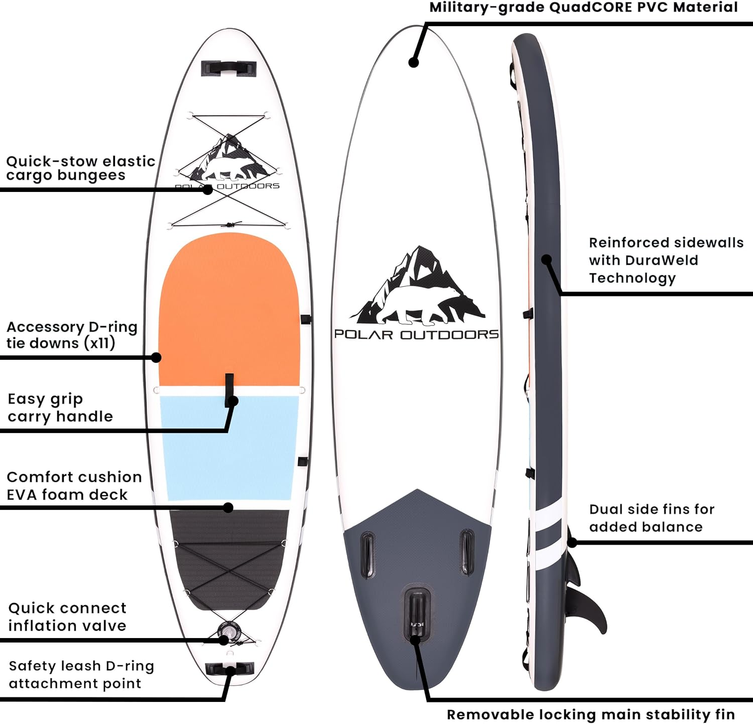 Roc Inflatable Stand Up Paddle Boards with Premium SUP Paddle Board Accessories, Wide Stable Design, Non-Slip Comfort Deck for Youth & Adults