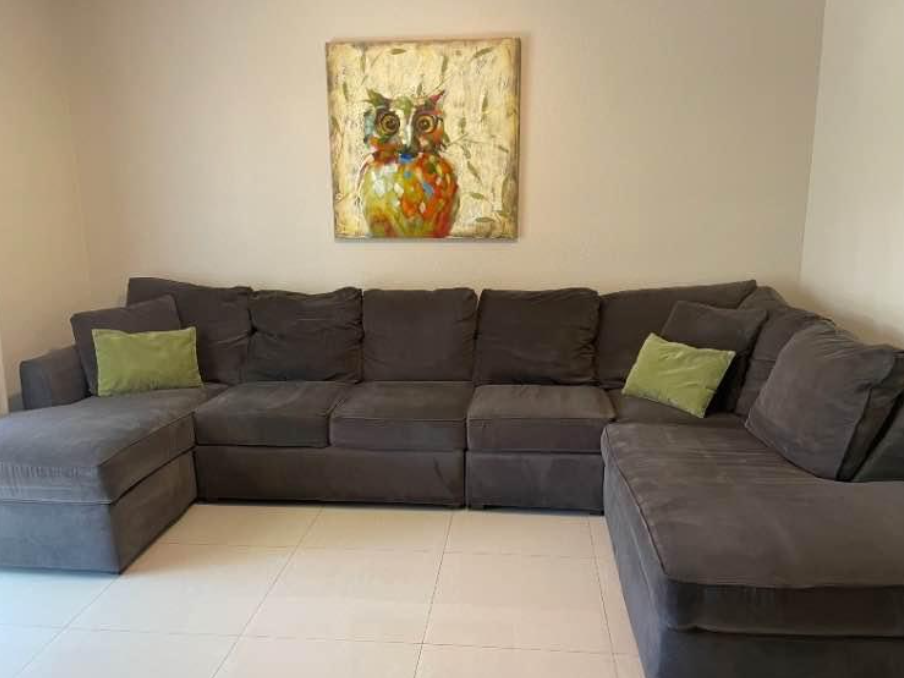 Kevin Charles 5-Piece fabric sectional couch with left and right side chaise.