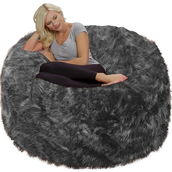 Chill Sack Bean Bag Chair: Giant 5' Memory Foam Furniture Bean Bag - Big Sofa with Soft Micro Fiber Cover - Navy Microsuede - Navy