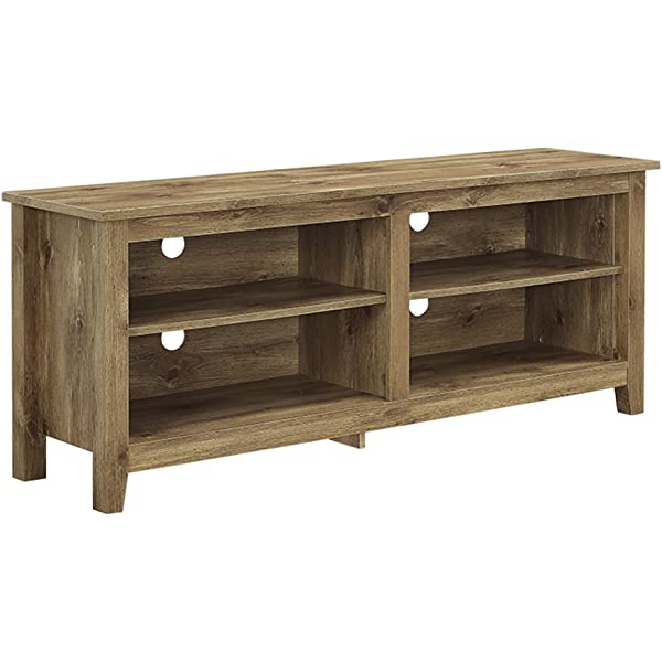 Walker Edison Wren Classic 4 Cubby TV Stand for TVs up to 65 Inches, 58 Inch, Black Black 58 InchTV Stand