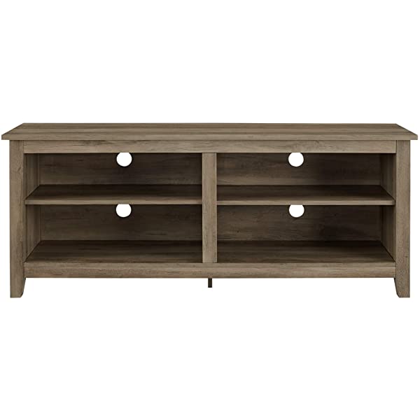 Walker Edison Wren Classic 4 Cubby TV Stand for TVs up to 65 Inches, 58 Inch, Black Black 58 InchTV Stand