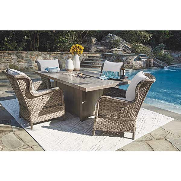 Signature Design by Ashley Clear Ridge Outdoor Wicker Patio Lounge Chair, Set of 2, Light Brown