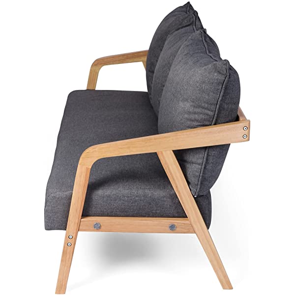 LUCKYERMORE 3-Seat Upholstered Grey Sofa Couch 60