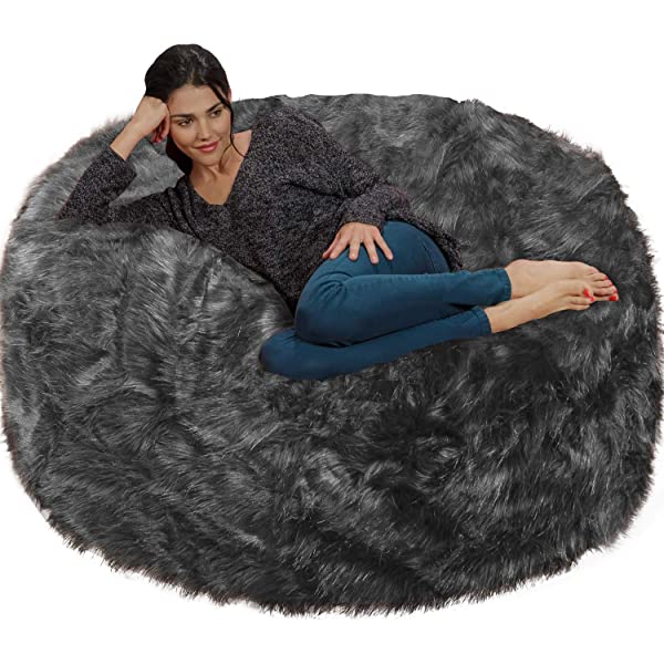 Chill Sack Bean Bag Chair: Giant 5' Memory Foam Furniture Bean Bag - Big Sofa with Soft Micro Fiber Cover - Navy Microsuede - Navy
