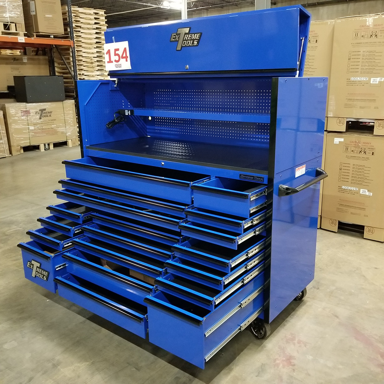 used toolboxShowRoom Demo, Extreme Tools 72 x 30 19 Drawers Roller Cabinet & Power Hutch Combo