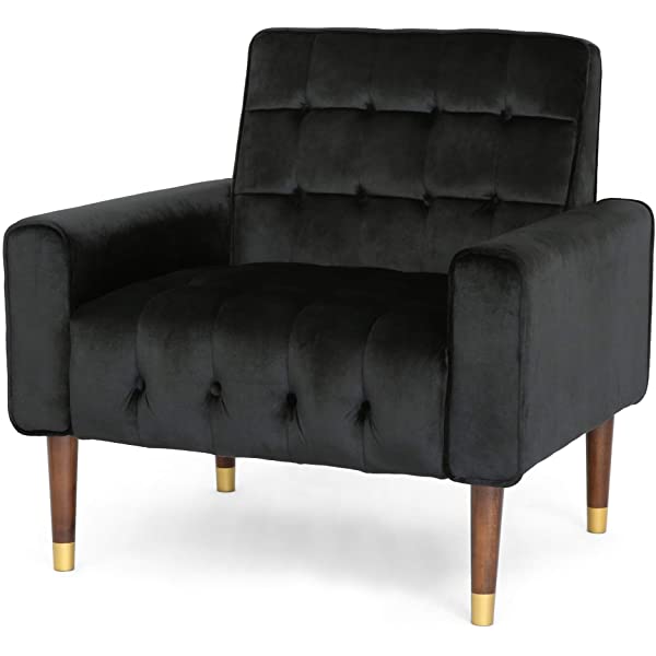 Christopher Knight Home Betsy Velvet Armchair, Modern Glam, Button-Tufted, Waffle Stitching, Raisin