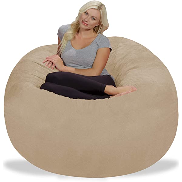 Chill Sack Bean Bag Chair: Giant 5' Memory Foam Furniture Bean Bag - Big Sofa with Soft Micro Fiber Cover - Navy Microsuede - Navy