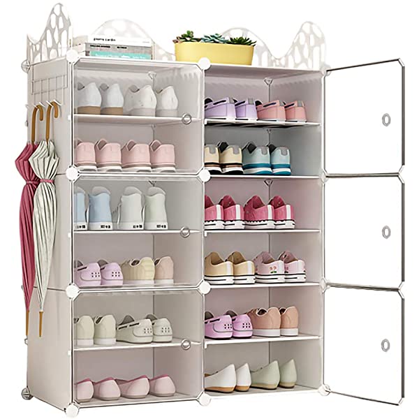 C.G Life 6-Tiers Stackable 24-30 pairs Freestanding Shoe Storage Cabinets with Adjustable Shelving,Black Shoe Shelf Organizer for Bedroom, Closet, Entryway, Dorm Room,Garage,Shoe Rack have 6 cubes