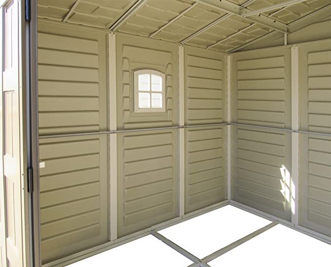 8’ x 8’ Plastic Garden Storage Shed Adobe & Brown Fire Retardant & All-Weather