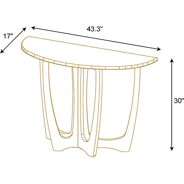 FINECASA Wooden Console Table, Half-Moon Entryway Table, Semicircle Narrow Side Table, Sofa Table for Living Room and Corridor, Foyer Table, Half Round Hallway Table, 43.4x17x30 Inches, Natural Natural Console Table