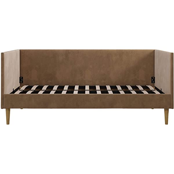 DHP Franklin Mid Century Upholstered Daybed, Sofa Bed, Twin Size Frame, Tan Linen Linen Twin Tan