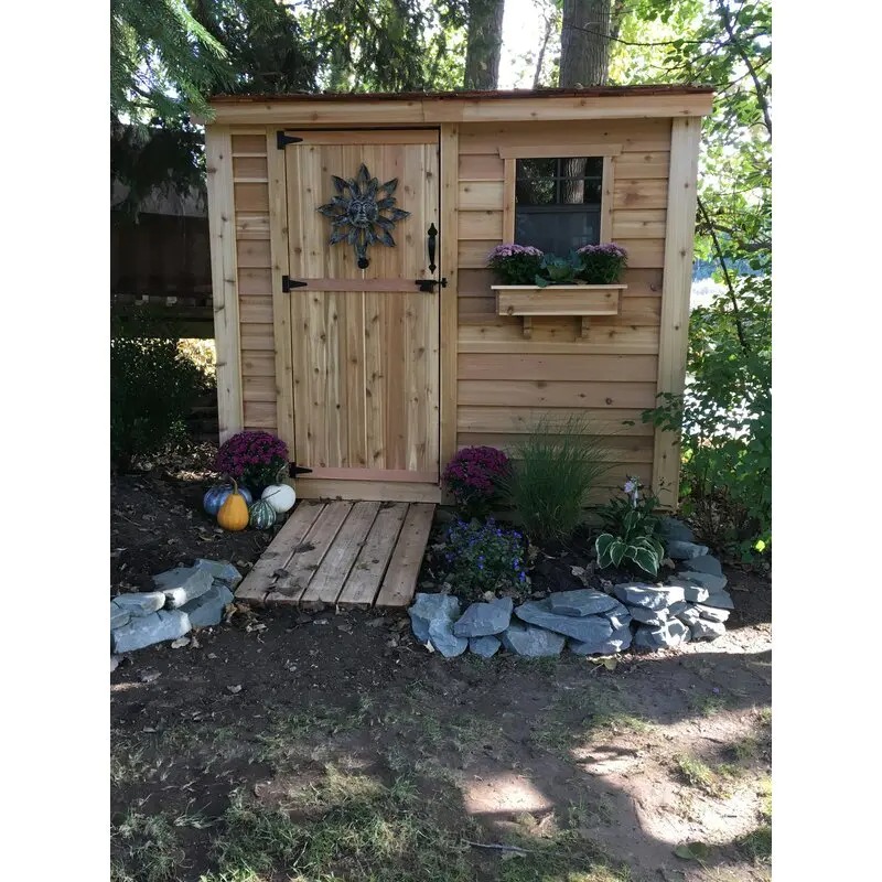 8.5 ft wide x 4.5 ft deep solid wood inclined storage shed
