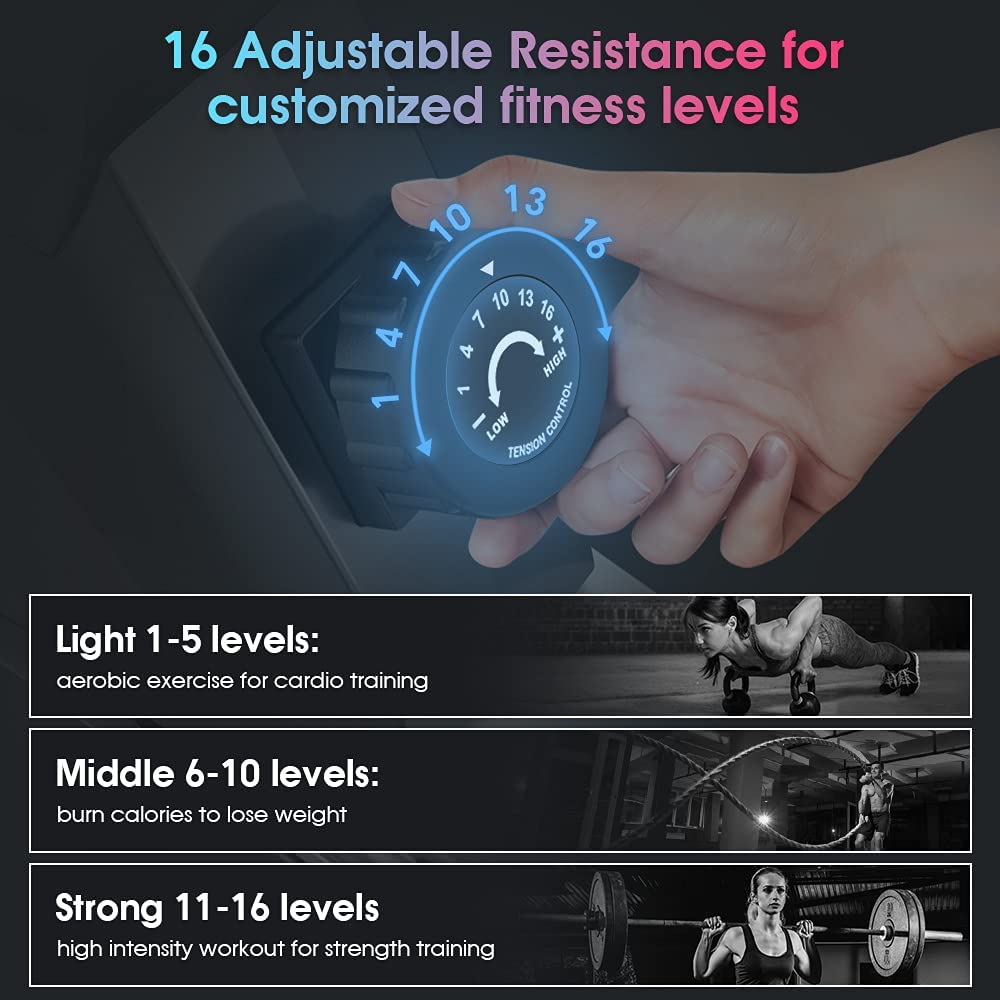 Dripex Magnetic Rowing Machine for Home Use Rower Machine for Home Gym & Cardio Training Rower with Aluminum Slide Rail, 16 Adjustable Resistance & LCD Monitor