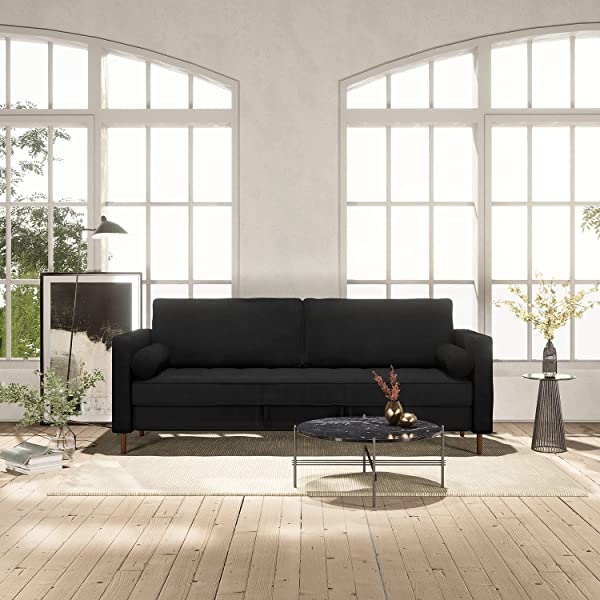 Nouhaus Module, Sleeper Sofa Bed Couch. 7ft Luxury Convertible Sofa Futon Bed with No Roll Together Latex. Ivory Woven Pull Out Bed for Bedroom Couch, Small Apartment Furniture Sofas or RV Couch Woven/Knit Ivory