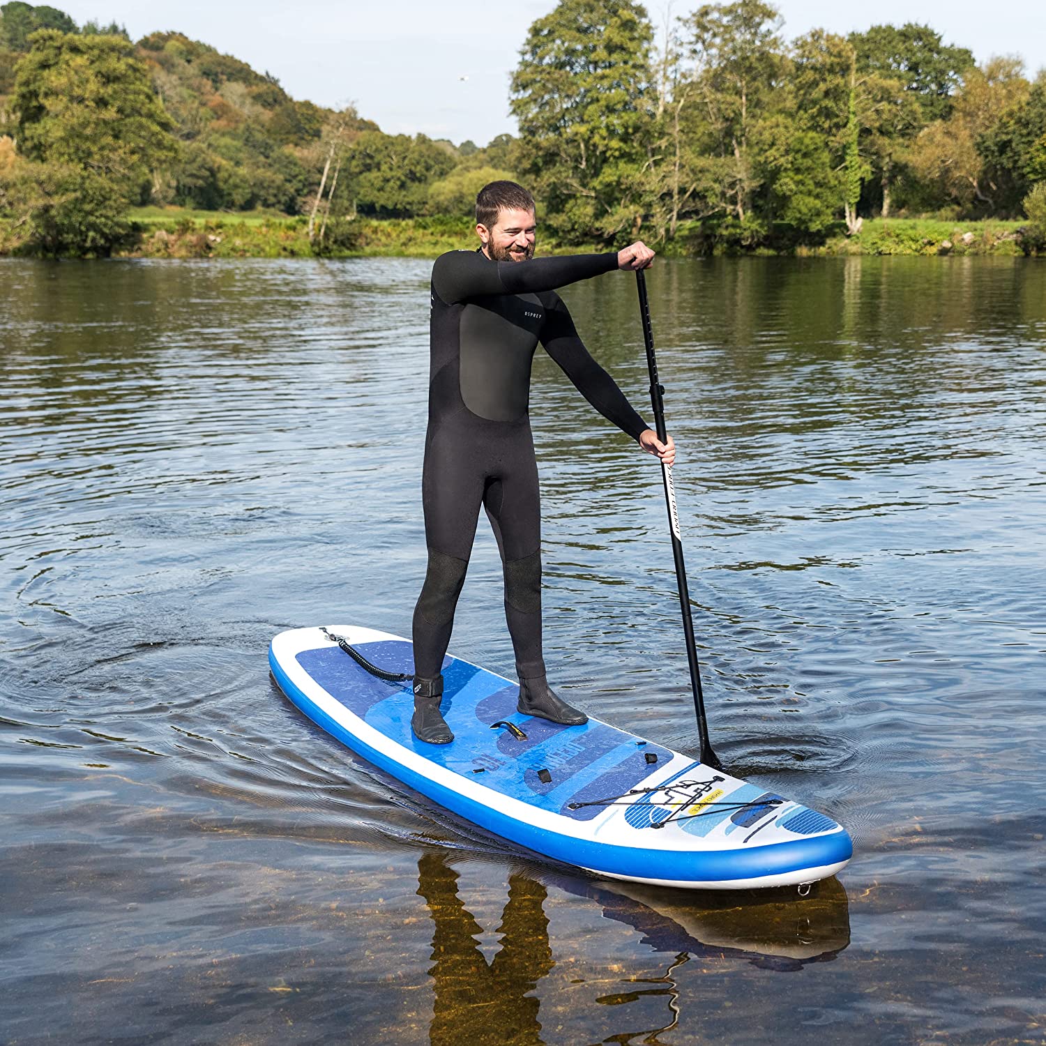 Hydro-Force SUP, Inflatable Stand Up Paddle Board, Complete Set with Kayak Conversion Kit