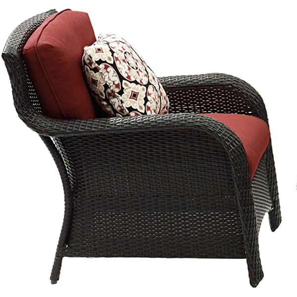 Hanover Strathmere 6-Piece Outdoor Patio Conversation Set, 2 Side Chairs with Ottomans, Loveseat and Tempered Glass Coffee Table, with Hand-Woven Wicker and Thick Cilantro Green Cushions, STRATHMERE6PC