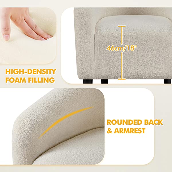 Yaheetech Set of 2 Modern Style Accent Barrel Chair Upholstered Chair Arm Chair Club Chair for Living Room Bedroom Reception Room Office Ivory