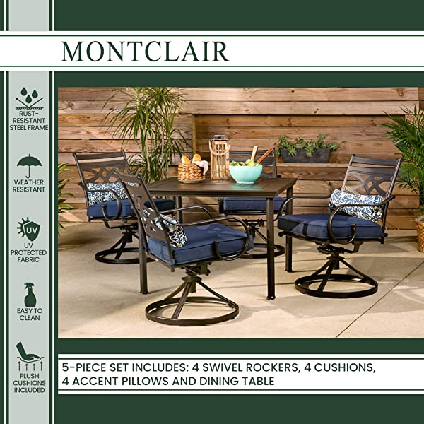 Hanover MCLRDN5PCSQSW4-CHL Montclair, Red Outdoor Furniture