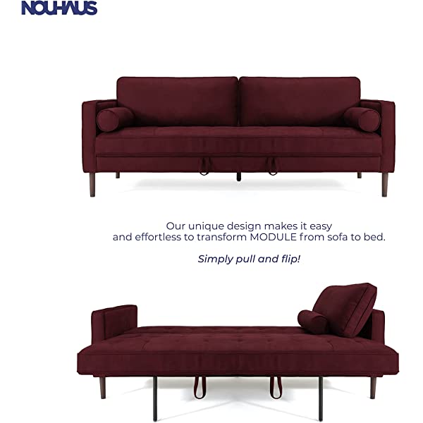 Nouhaus Module, Sleeper Sofa Bed Couch. 7ft Luxury Convertible Sofa Futon Bed with No Roll Together Latex. Ivory Woven Pull Out Bed for Bedroom Couch, Small Apartment Furniture Sofas or RV Couch Woven/Knit Ivory