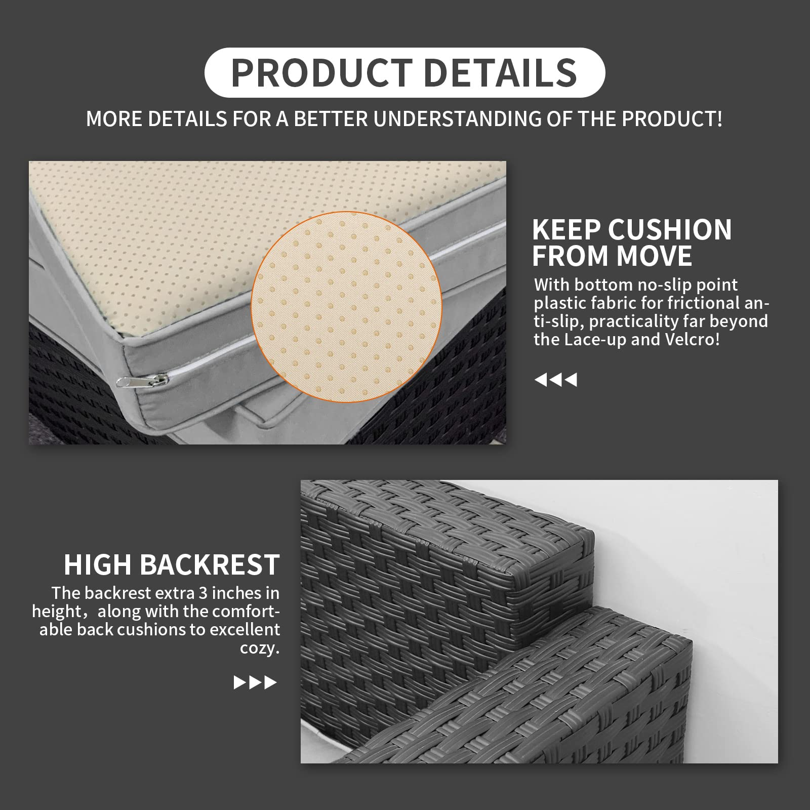 【Furniture】Patio Wicker Furniture Set 7 Pcs Outdoor PE Rattan Conversation Couch Sectional Chair Sofa Set