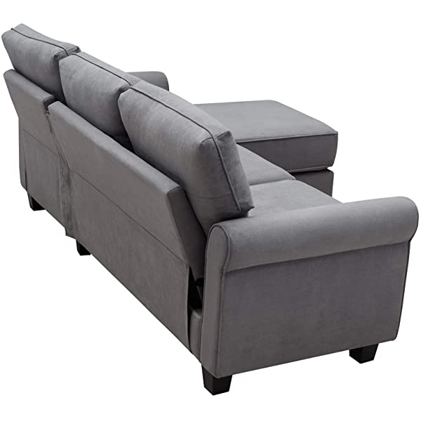 Nolany Reversible Sectional Sofa Couch for Small Apartment L Shape Sofa Couch 3-seat Sectional Couch (Dusty Grey)