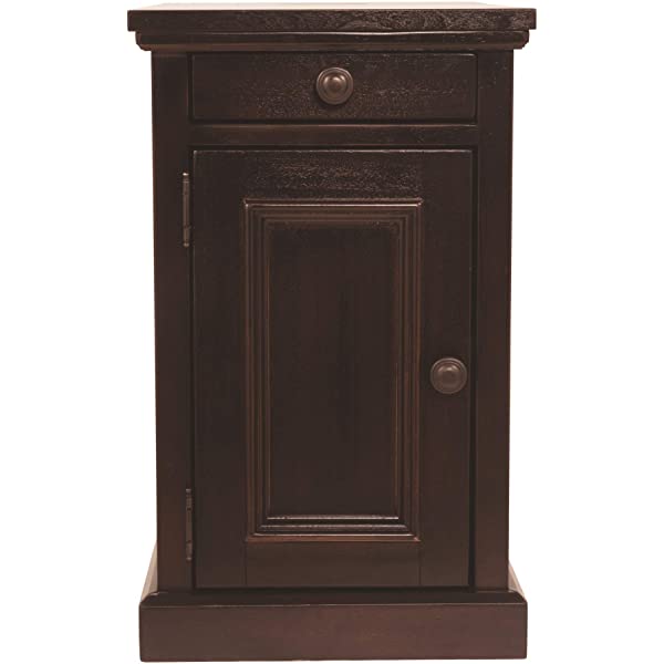 Signature Design by Ashley Tyler Creek Rustic Chair Side End Table with Pull-Out Tray & USB Ports, Brown Blackish Brown Table