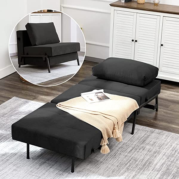 Vonanda Sofa Bed, Folding Velvet Sleeper Sofa, Modern Sleeper Chair Bed with Hidden Legs and Sturdy Frame for Small Living Space, Velvet Hunter Green