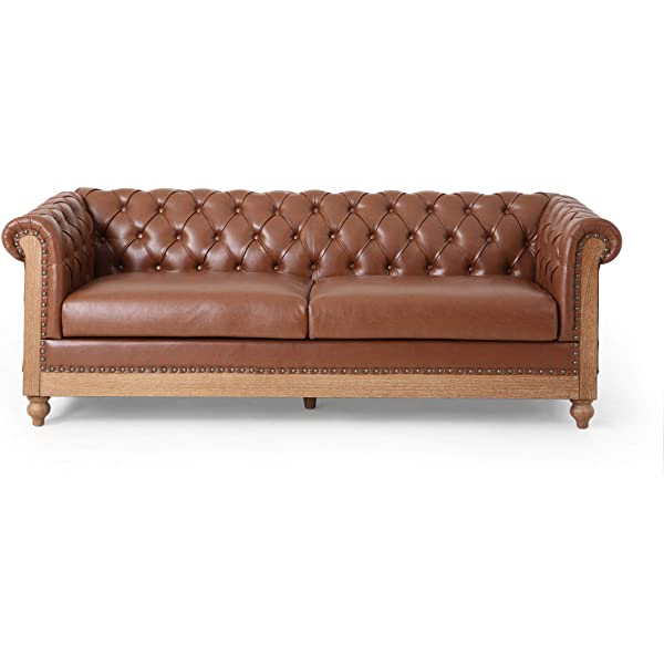 Christopher Knight Home Castalia Sofas, Midnight Black + Dark Brown Midnight Black + Dark Brown Birch Wood