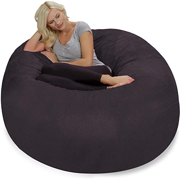 Chill Sack Bean Bag Chair: Giant 5' Memory Foam Furniture Bean Bag - Big Sofa with Soft Micro Fiber Cover - Navy Microsuede - Navy