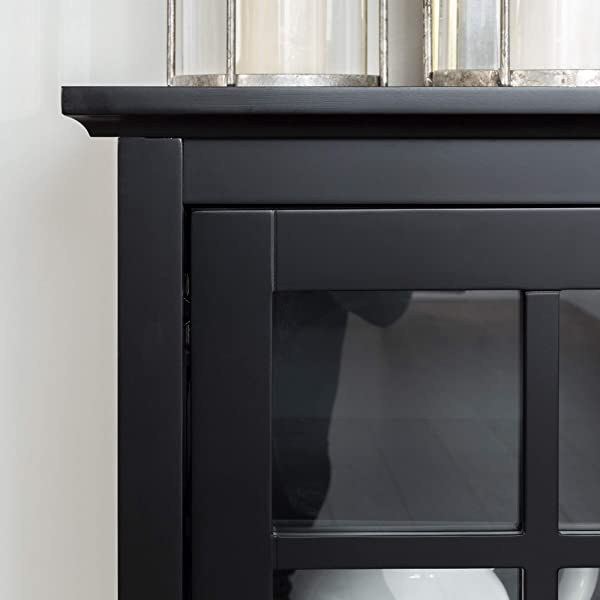 Walker Edison Charlotte Classic Glass Door Storage Buffet, 52 Inch, Espresso Espresso 52 Inch