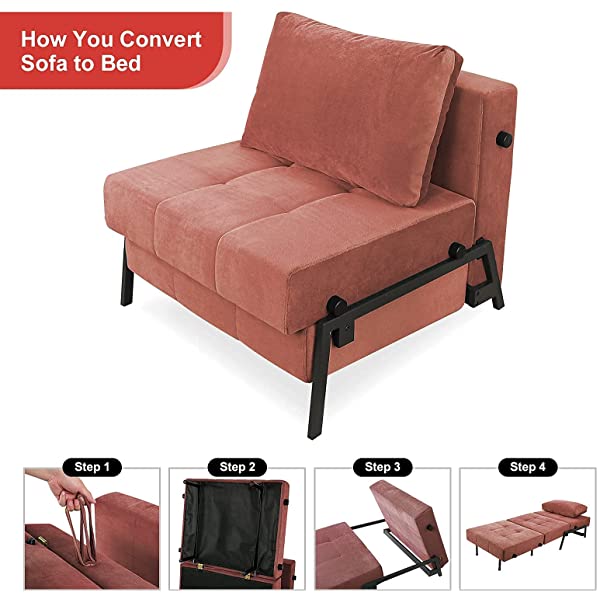 Vonanda Sofa Bed, Folding Velvet Sleeper Sofa, Modern Sleeper Chair Bed with Hidden Legs and Sturdy Frame for Small Living Space, Velvet Hunter Green