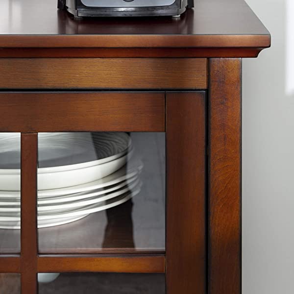 Walker Edison Charlotte Classic Glass Door Storage Buffet, 52 Inch, Espresso Espresso 52 Inch