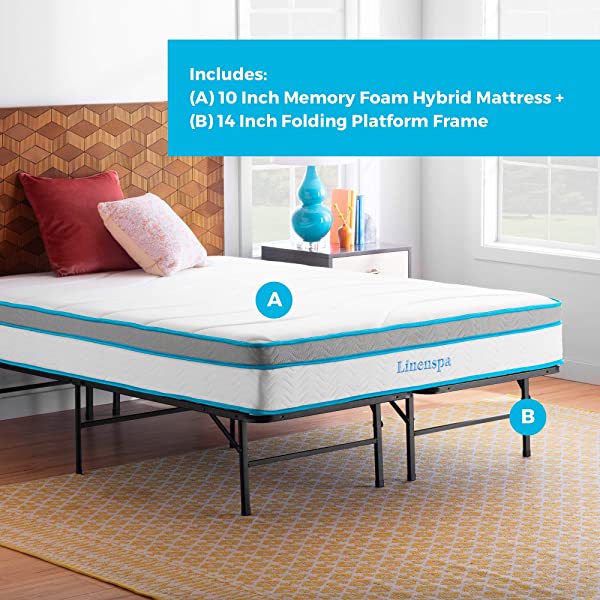 Linenspa 8 Inch Memory Foam and Innerspring Hybrid Medium-Firm Mattress -Full Mattress Full 8 Inch Mattress Only