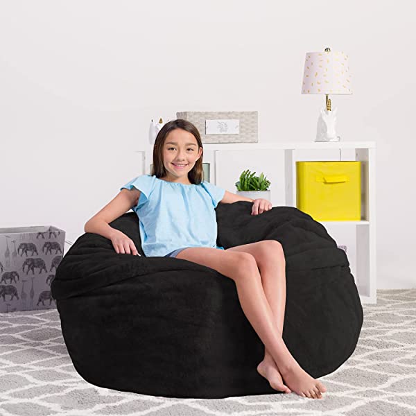 Chill Sack Bean Bag Chair: Giant 5' Memory Foam Furniture Bean Bag - Big Sofa with Soft Micro Fiber Cover - Navy Microsuede - Navy