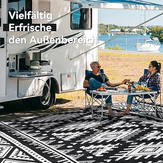 Homaxy Outdoor Rug, Weatherproof Plastic Foldable Washable Balcony Mat, UV Protection Double-Sided Mat for Garden, Patio, Camping, Picnic (120 x 180 cm)