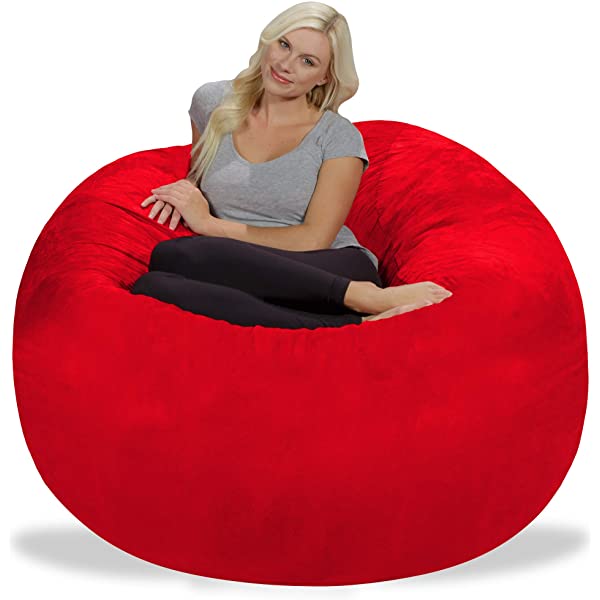 Chill Sack Bean Bag Chair: Giant 5' Memory Foam Furniture Bean Bag - Big Sofa with Soft Micro Fiber Cover - Navy Microsuede - Navy
