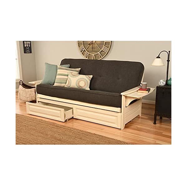 Kodiak Furniture Futon Set, Full, White Suede Navy