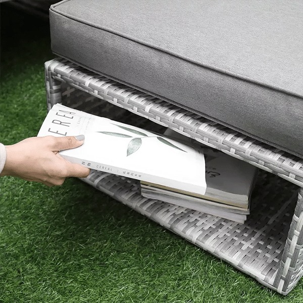 3 Piece Outdoor PE Rattan Patio Furniture Set Sofa Bed 2 Seat Sofa Ottoman