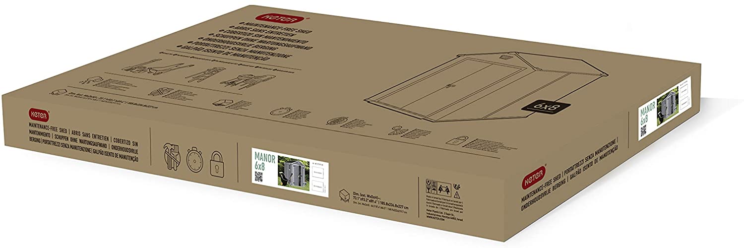 Manor Outdoor Garden Storage Shed, Grey, 4 x 3 ft